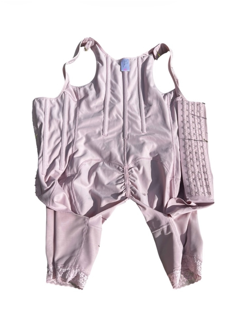 Light Pink Full-Body Shapewear Bodysuit with Front Hook Closure Size XS - Picture 3 of 6